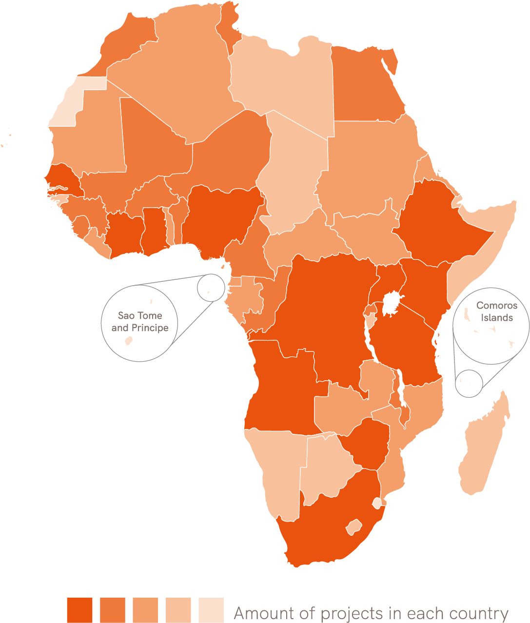 Map of Africa showing where Africa Integrity has conducted investigations